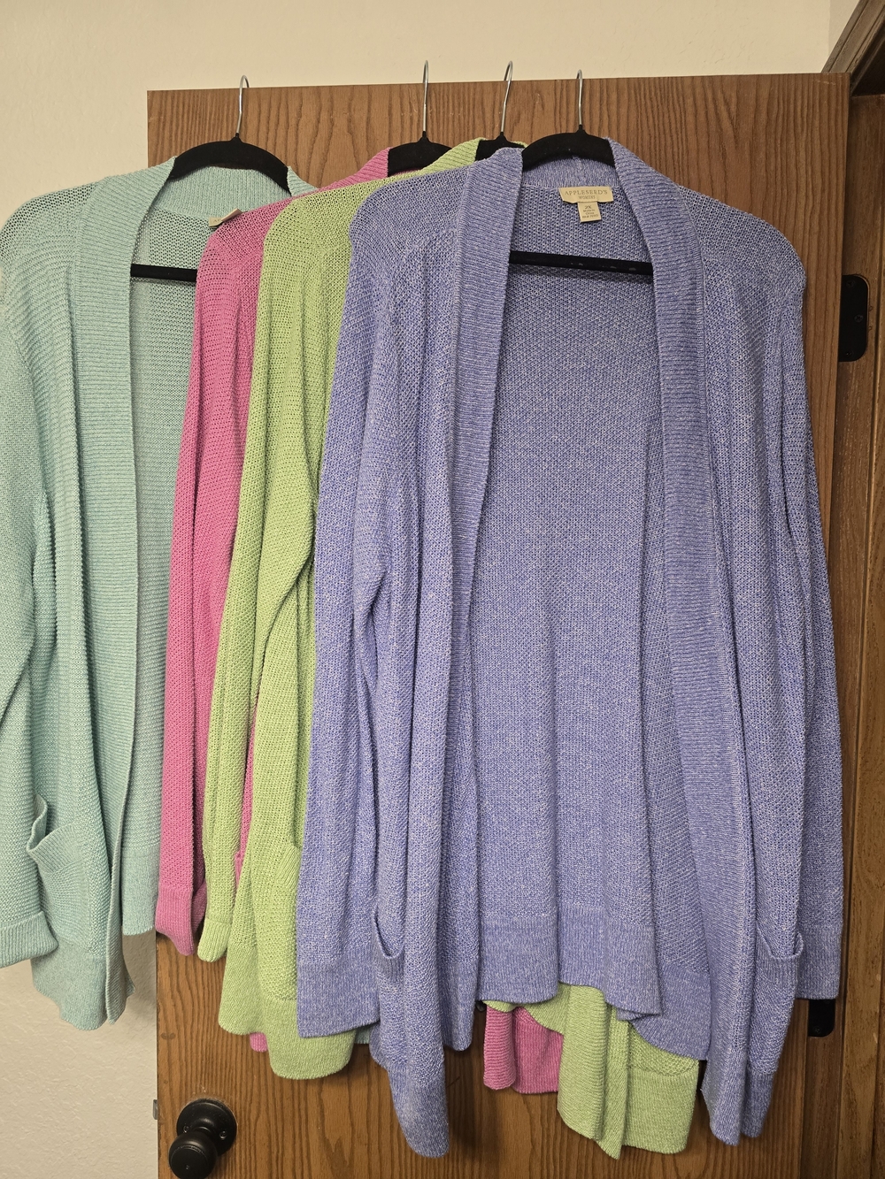 Appleseed's Pastel Open-Front Cardigan Set in Lavender, Mint, Pink, Lime